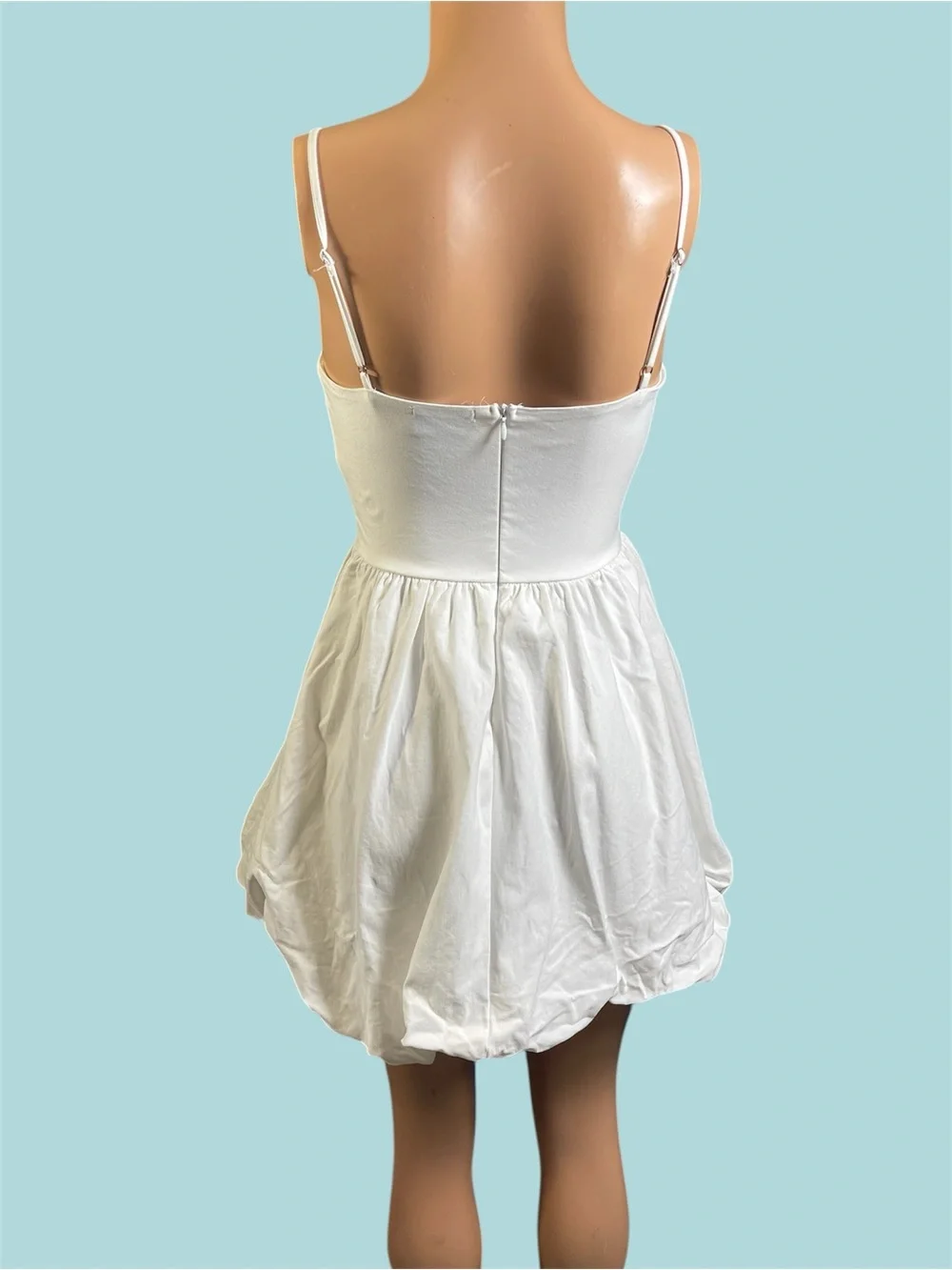 Hallelu Bubble Hem Mini White Dress - Picture 3 of 7